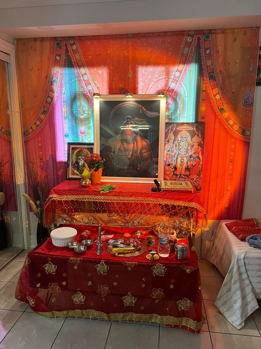 Home altar prepared for the Paath